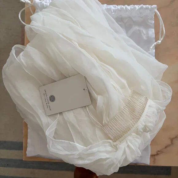 Grace Love Lace Gabriela silk chiffon cathedral veil NWT - Picture 7 of 8